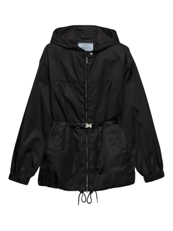 Prada Re-Nylon Hooded Jacket | Black | FARFETCH JO