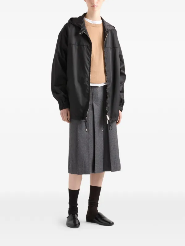 Prada Re-Nylon Hooded Jacket | Black | FARFETCH JO