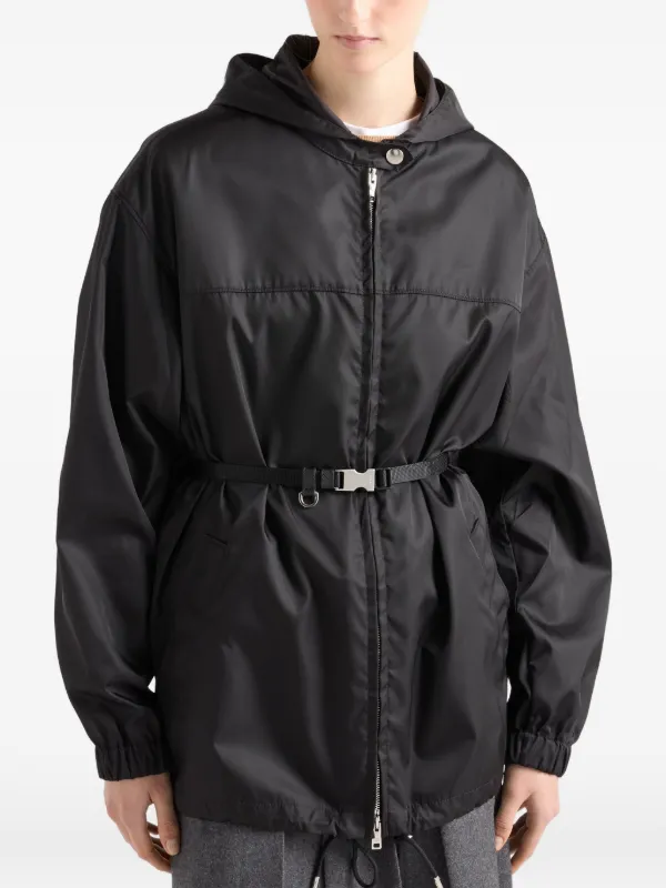 Prada Re-Nylon Hooded Jacket | Black | FARFETCH JO