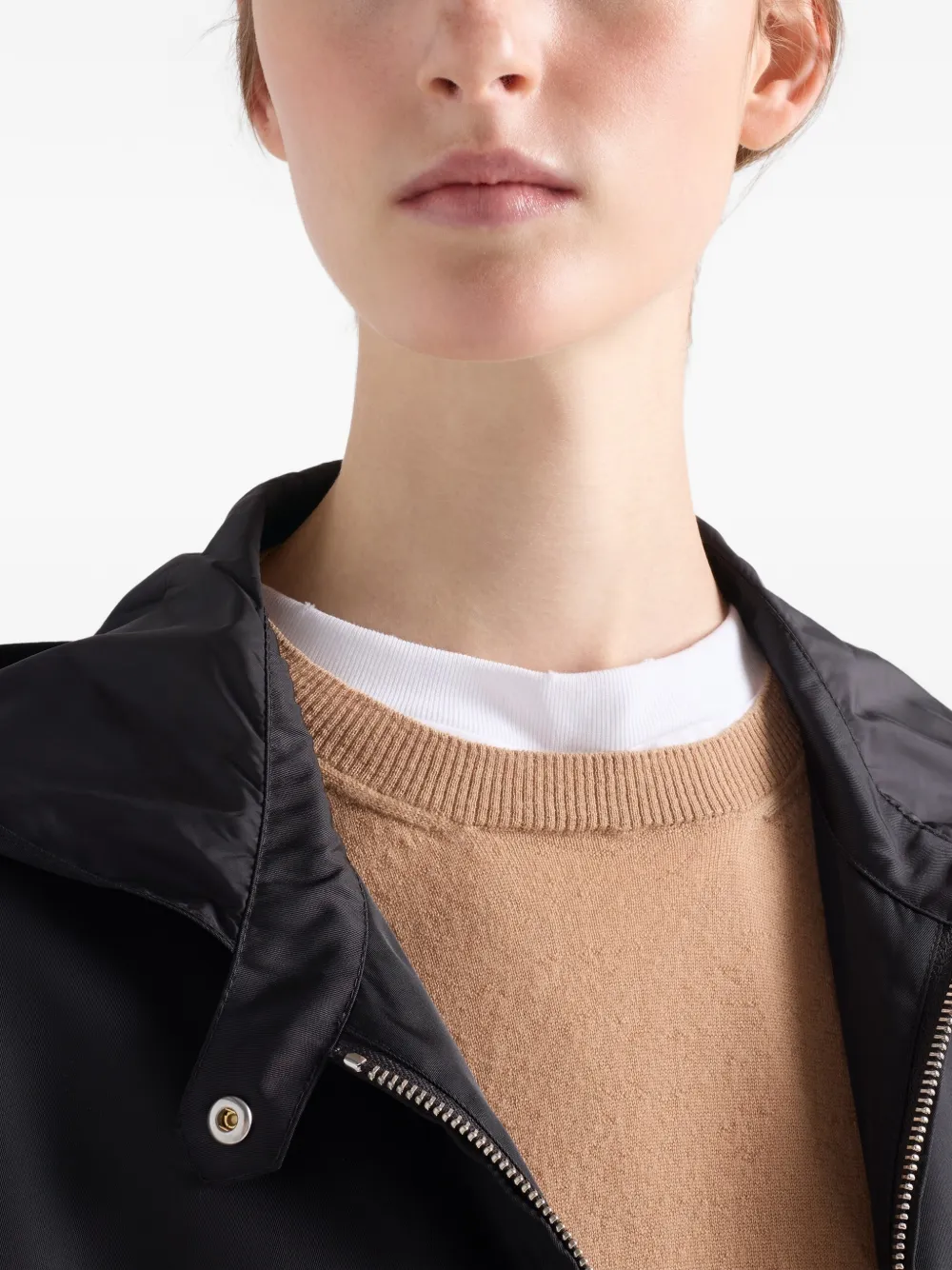 Prada Re-Nylon jack met capuchon Zwart