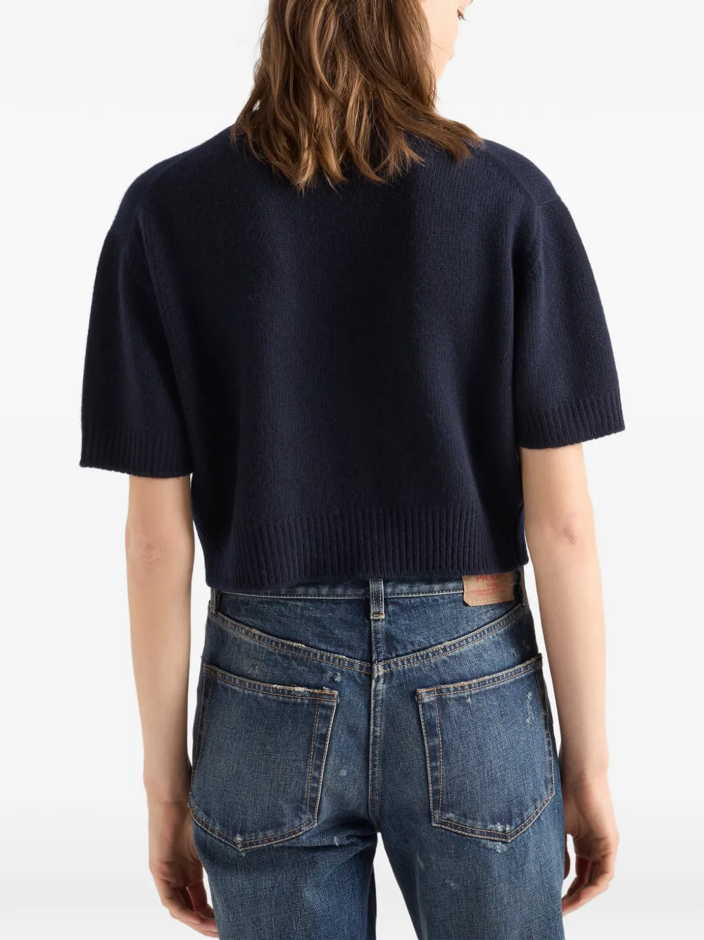 Prada Trui met geborduurd logo en ronde hals Blauw