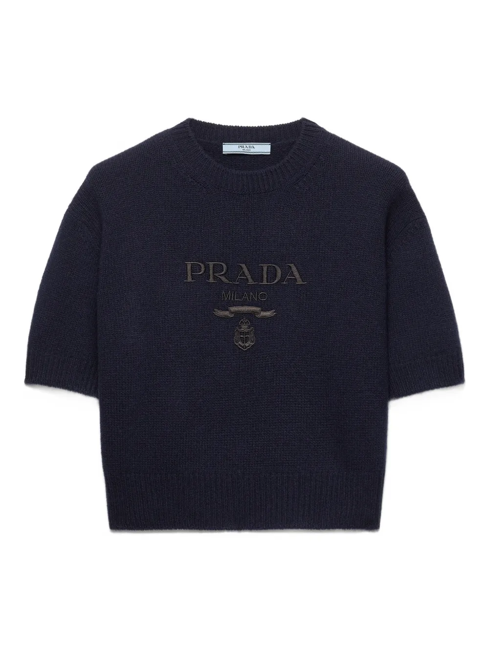 Prada logo-embroidered crew-neck knitwear - Blu