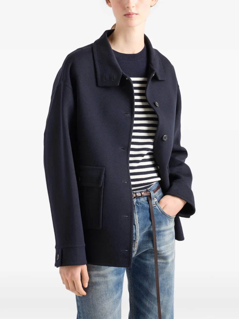  Prada Striped Ribbed Sweater - Blue 