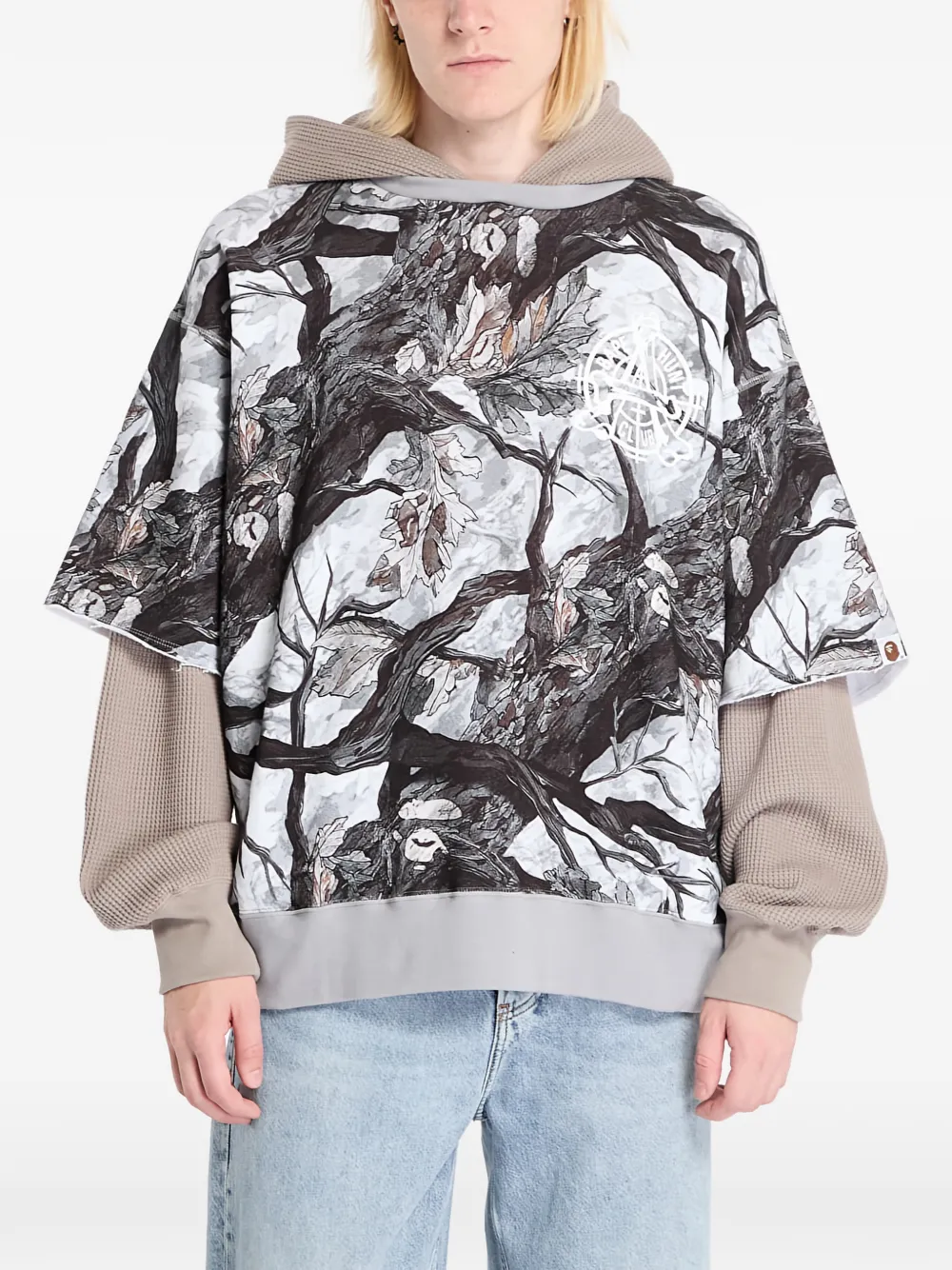 A BATHING APE® Tree Edge Camo layered hoodie | Neutrals | Image 1