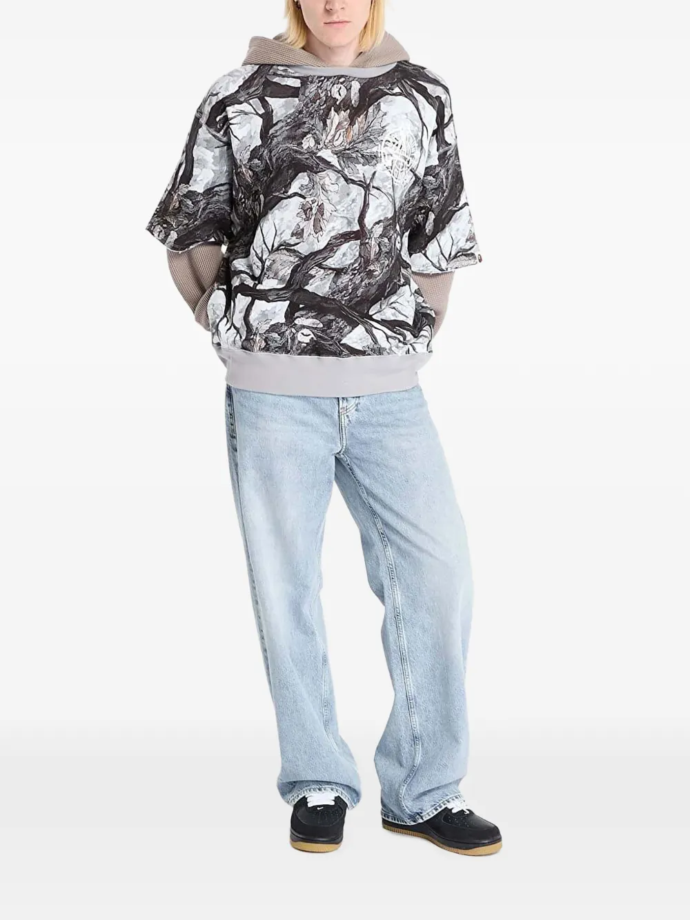 A BATHING APE Tree Edge Camo gelaagde hoodie Beige