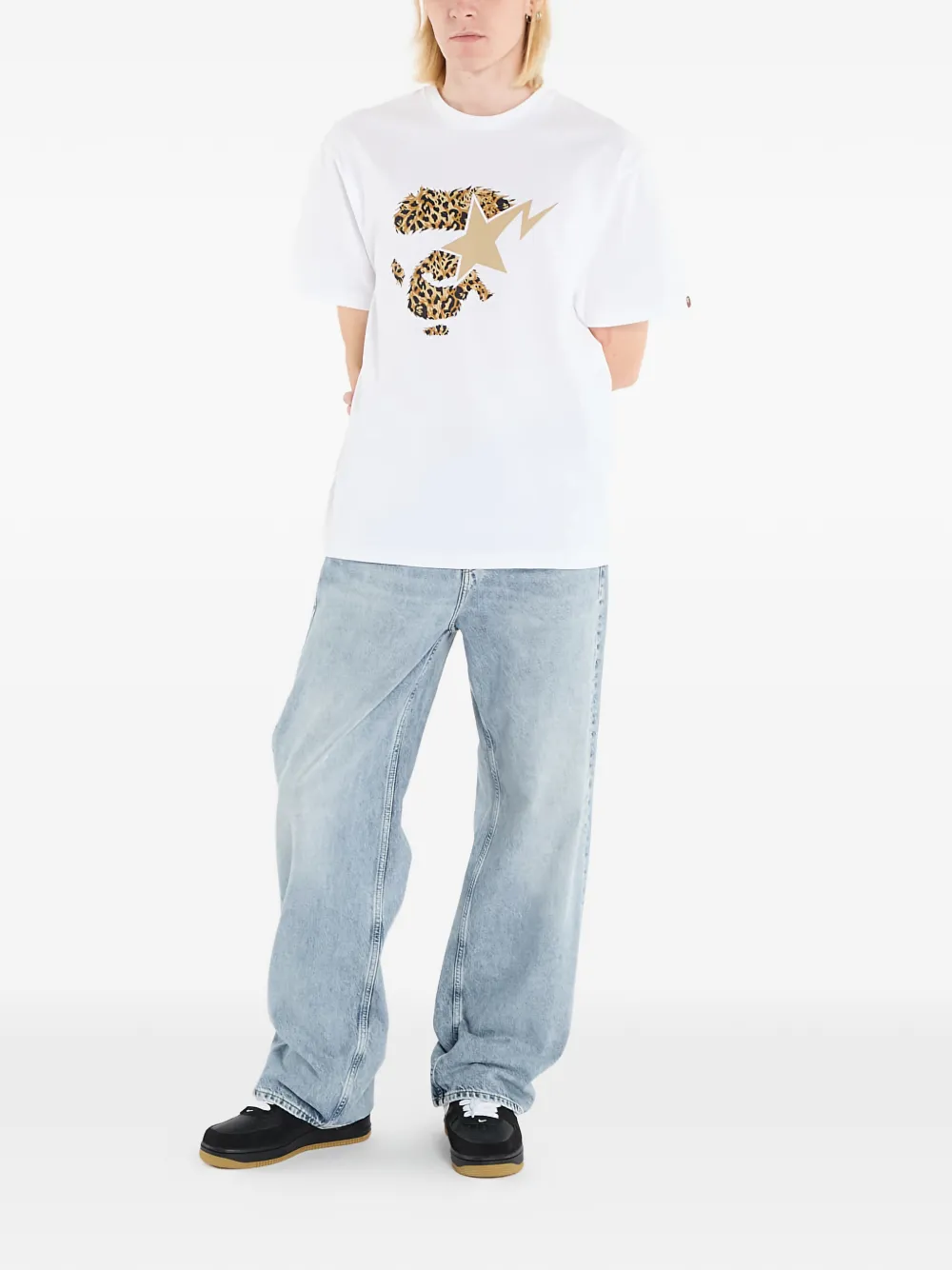  A Bathing Ape® Wild Leopard Ape Face Sta T-shirt - White 