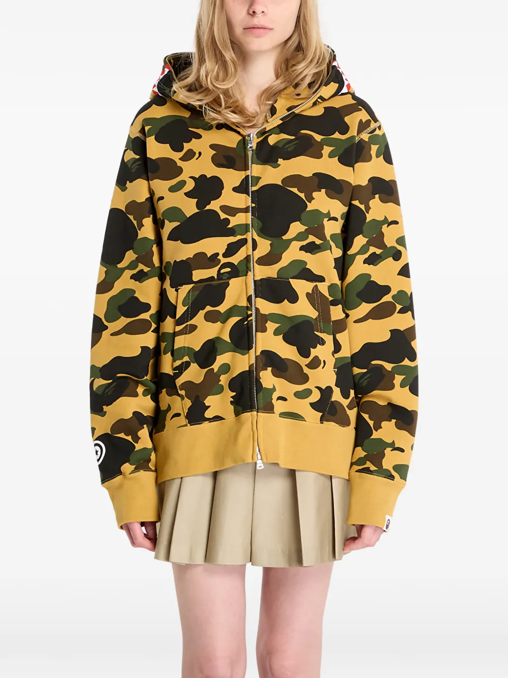 A Bathing Ape 1st Camo Shark Full-zip Hoodie In Yellow