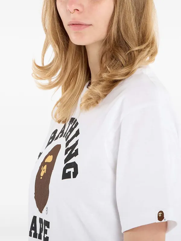 A BATHING APE® College logo-print T-shirt | White | FARFETCH