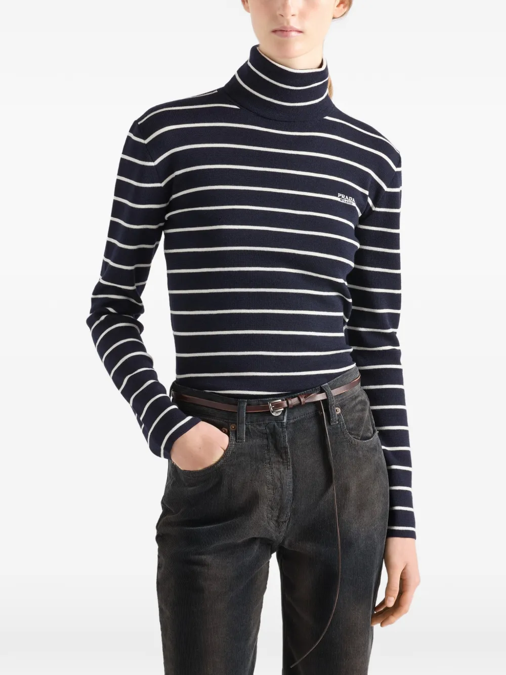  Prada Stripe Wool Sweater - Blue 