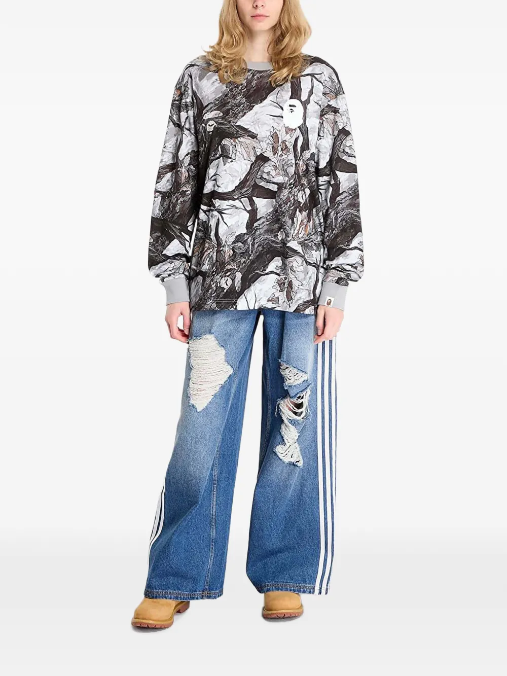 A BATHING APE T-shirt met lange mouwen Wit