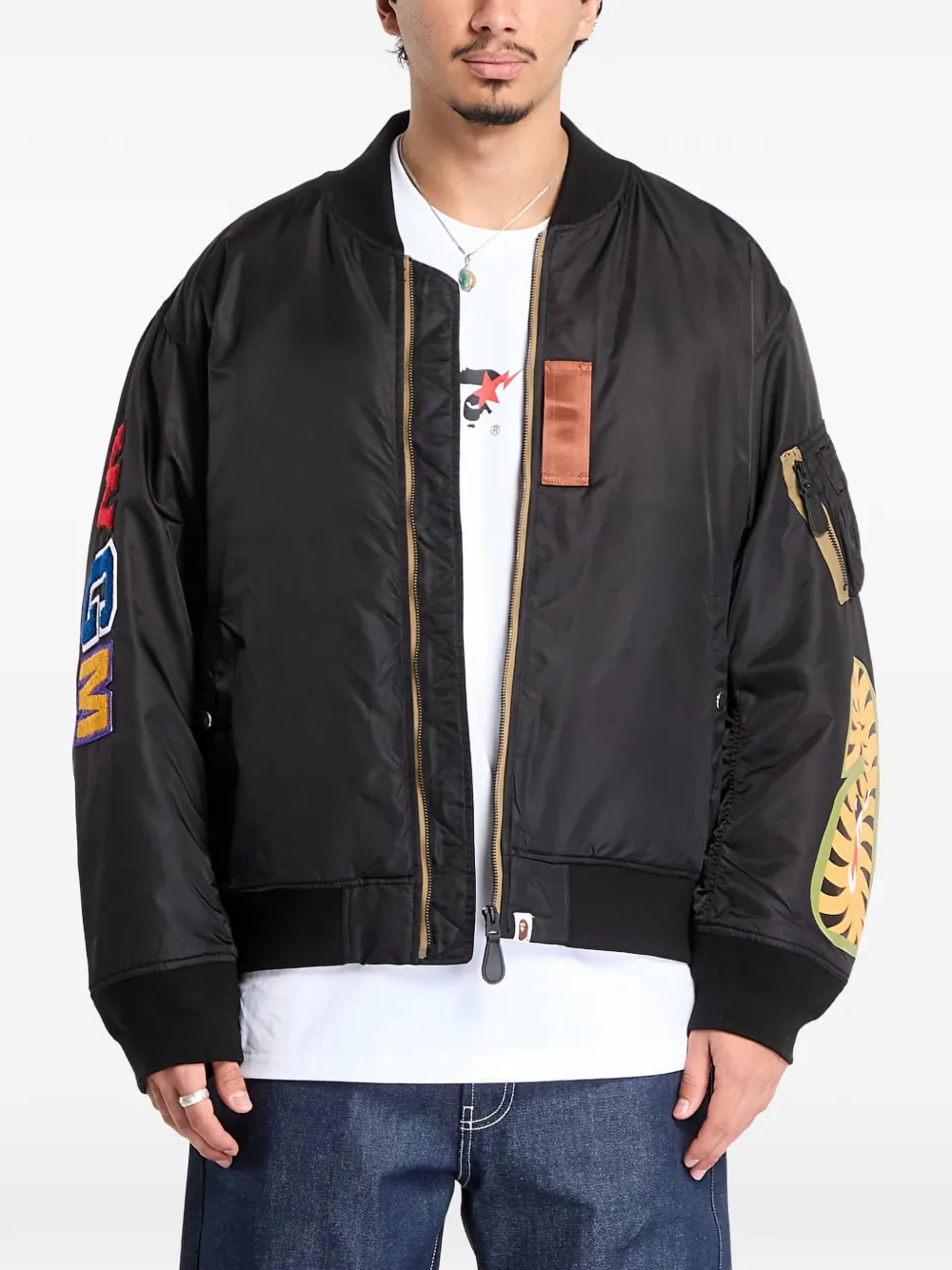 A BATHING APE® Shark Ma-1 bomber jacket | Black | Image 1