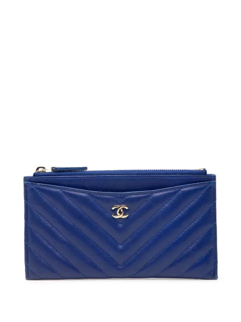 CHANEL Pre-Owned cartera larga de piel de becerro con logo CC y chevron 2017-2018