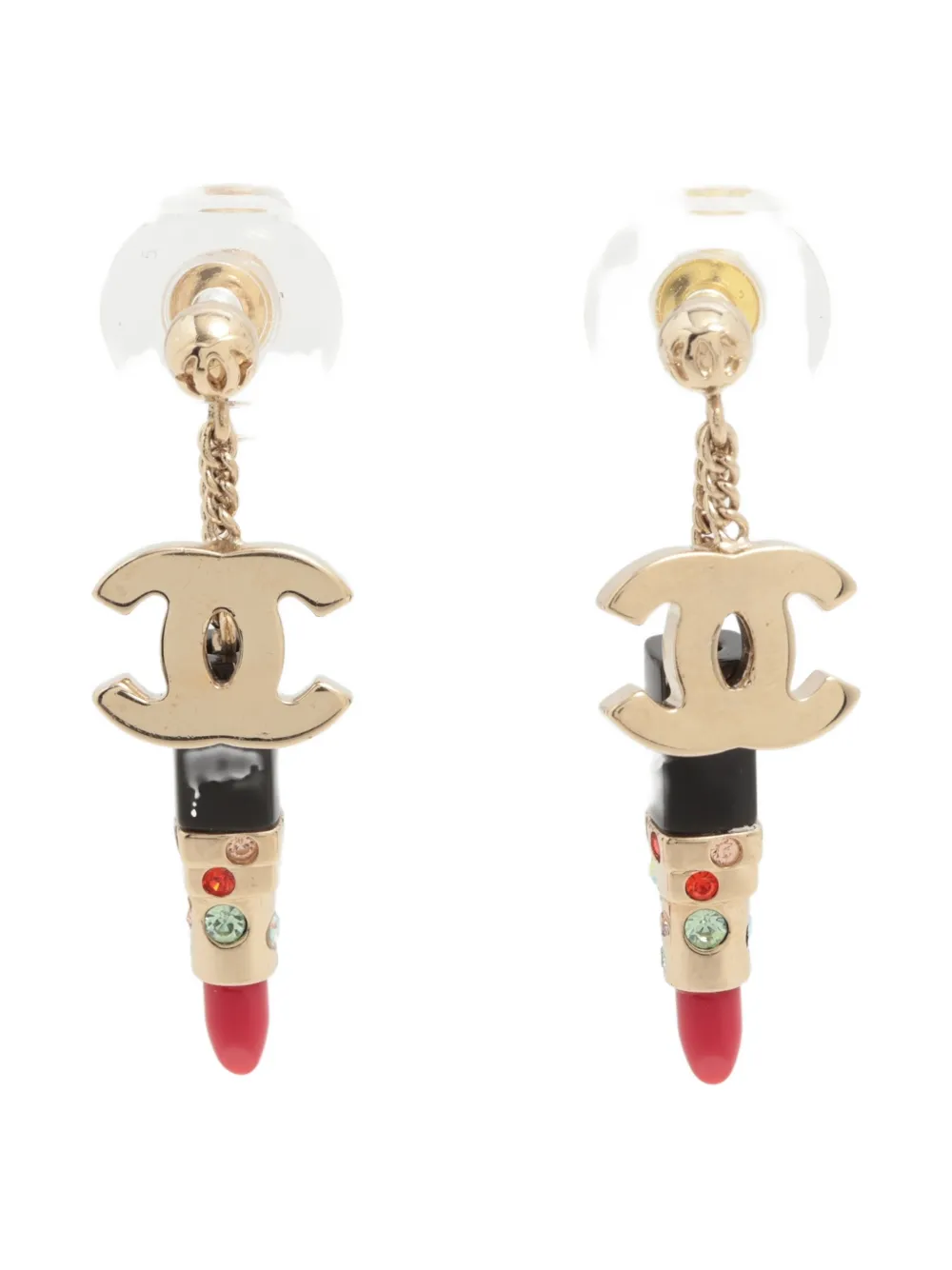 CHANEL Pre-Owned 2004 CC mark lipstick earrings - Oro