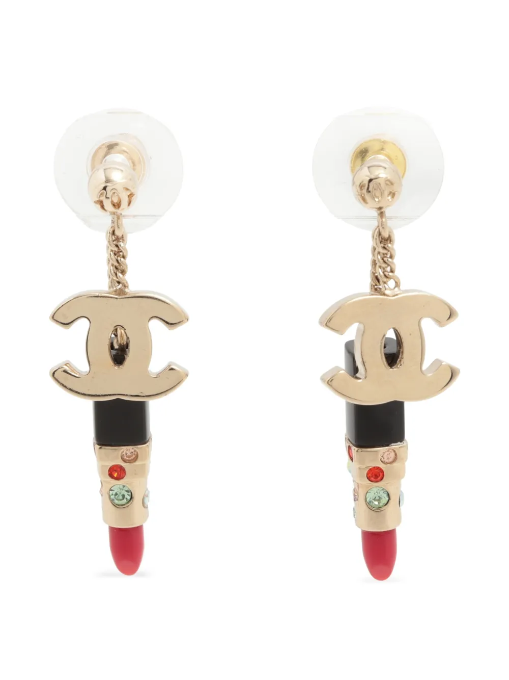 CHANEL Pre-Owned 2004 CC mark lipstick earrings - Oro