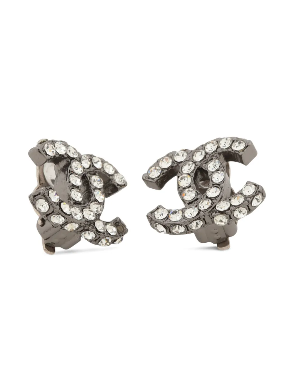 CHANEL Pre-Owned 2003 CC mark rhinestone earrings - Grigio