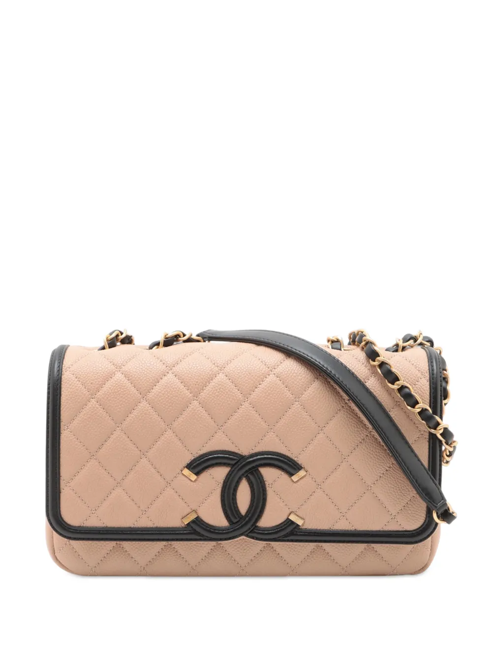 CHANEL Pre-Owned 2017-2018 Medium Bicolor Caviar CC Filigree Flap crossbody bag - Marrone