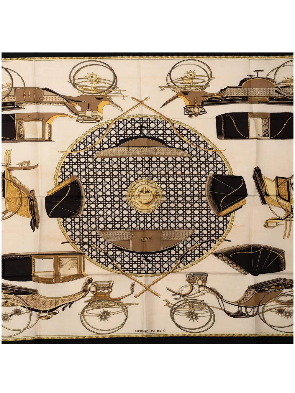 Hermès Pre-Owned 20th Century Les Voitures a Transformation Silk Scarf 90 scarves - Bianco