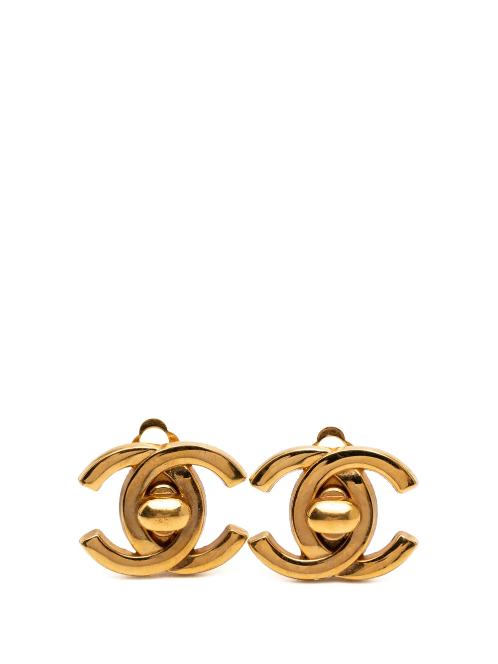 CHANEL Pre-Owned Orecchini a clip CC placcati in oro con dettaglio a girello 1995