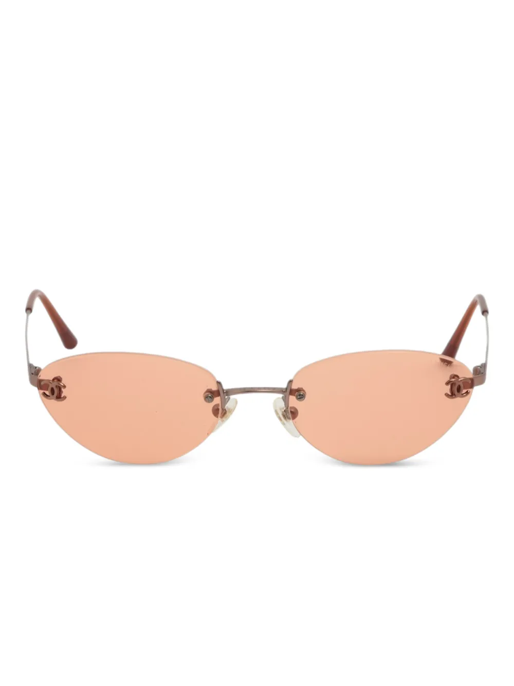 CHANEL Pre-Owned 2000-2020s rimless mini CC mark sunglasses - Rosso