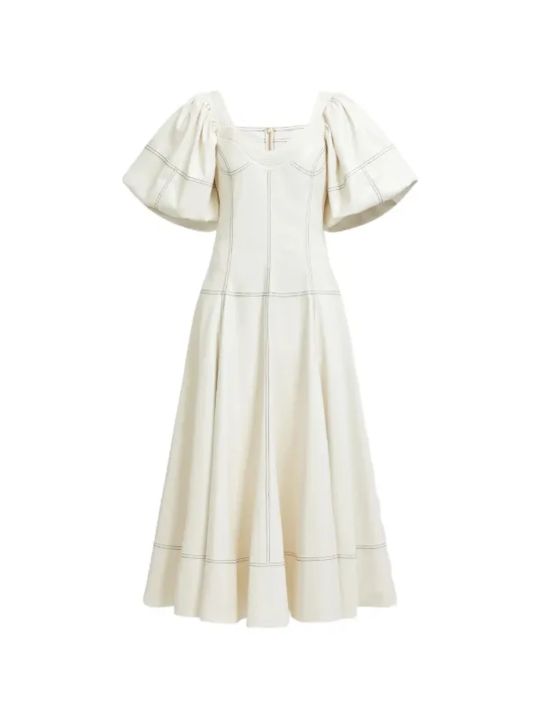 aje puff sleeve midi dress AJE Dusk Pink Knot Front Puff Sleeve Silk Dress House Of Huntington