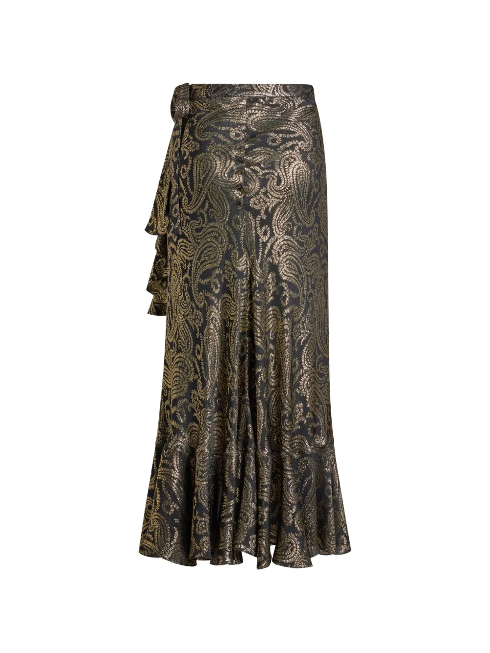 ETRO Rok met paisley-print en ruches Zwart