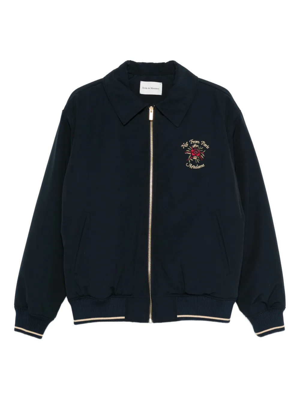 Drôle De Monsieur embroidery zip jacket - Blu