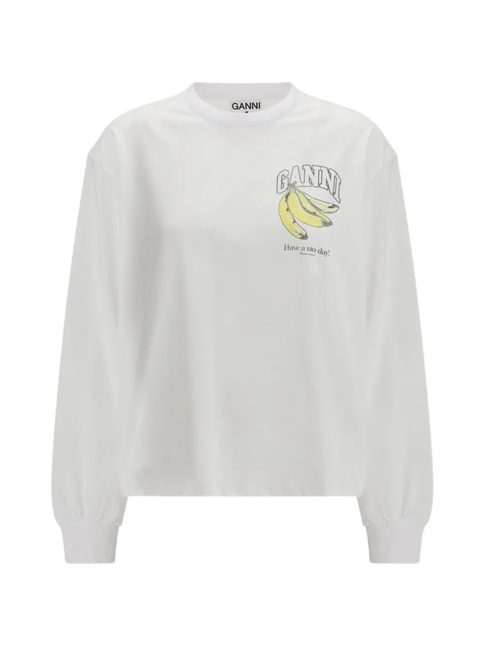 GANNI long sleeve print T-shirt - Bianco