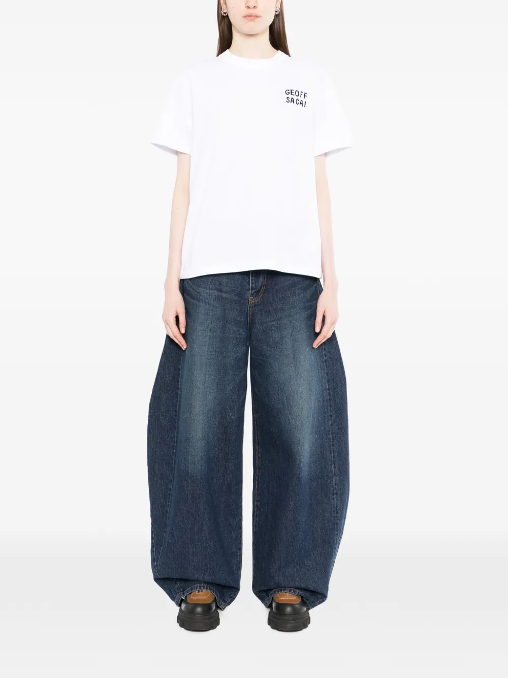 sacai T-shirt met grafische print Wit