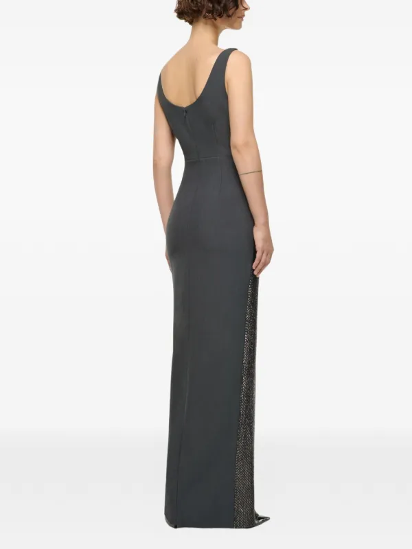 roland mouret grey dress Square Neck Peplum Taffeta Gown Grey Roland Mouret
