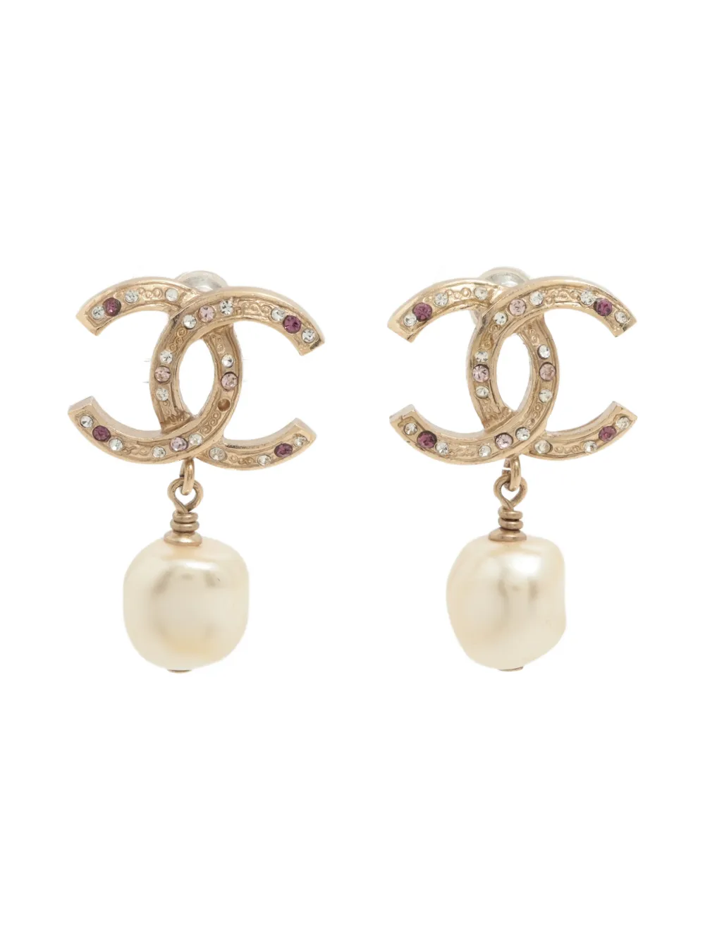 CHANEL Pre-Owned 2012 CC mark pearl earrings - Oro