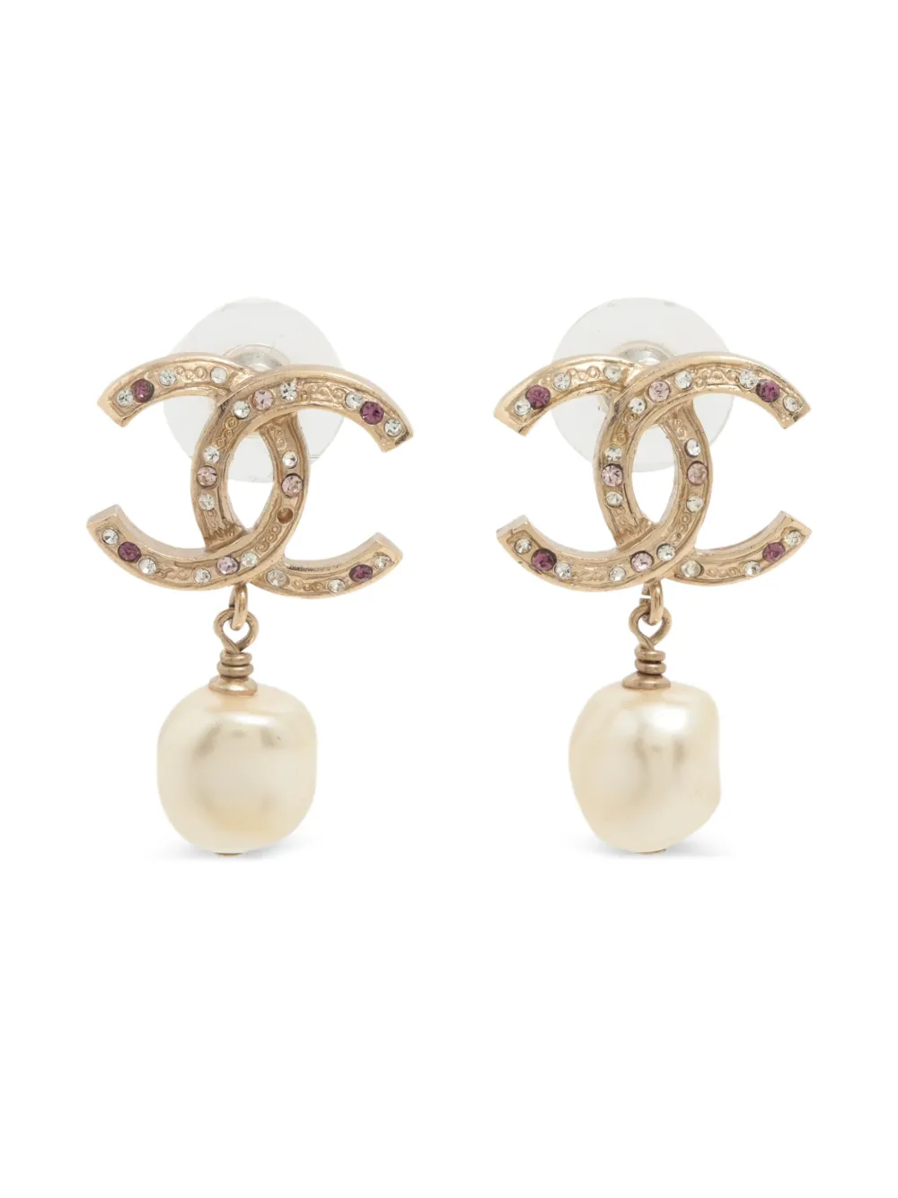 CHANEL Pre-Owned 2012 CC mark pearl earrings - Oro