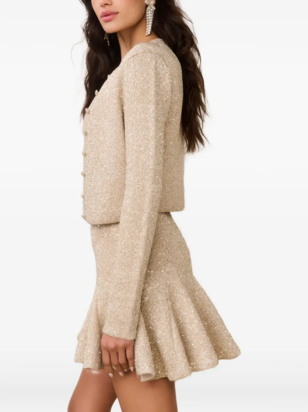 LoveShackFancy Ferra cropped vest met knopen Beige