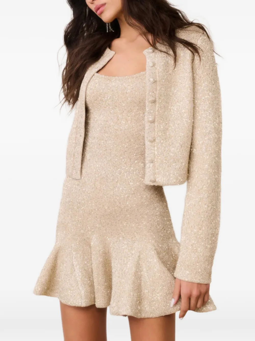 LoveShackFancy Ferra cropped vest met knopen Beige