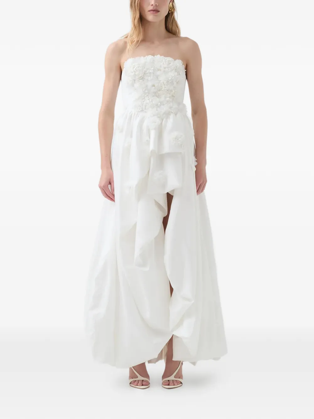 Aje Carina floral strapless maxi dress - Bianco