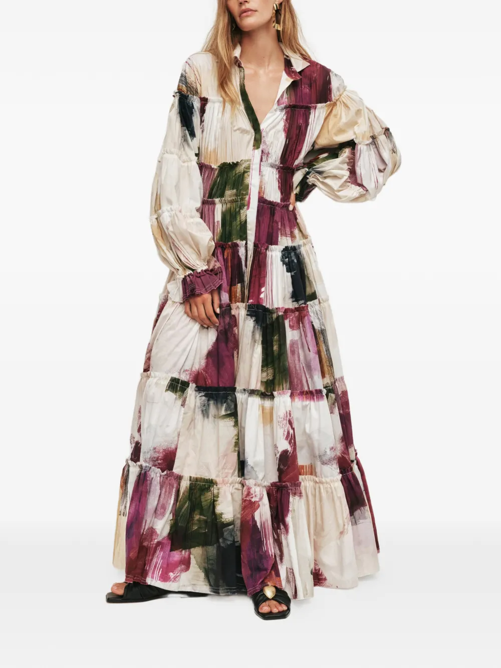 Aje Cait ruffled long-sleeve maxi dress - Toni neutri