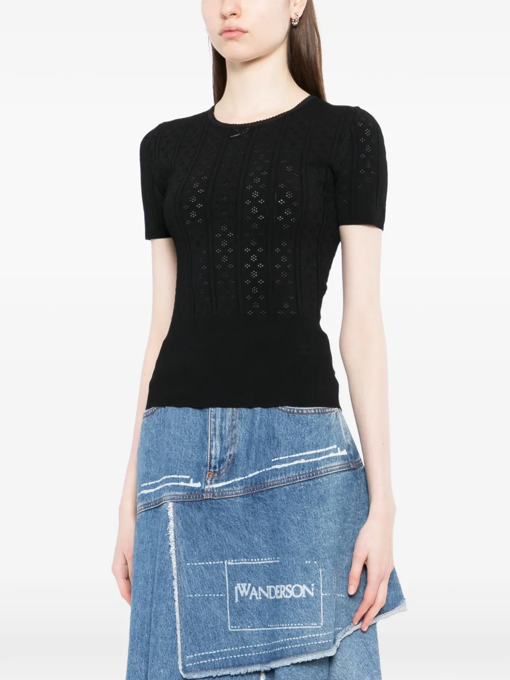 JW Anderson Pointelle top met strik Zwart