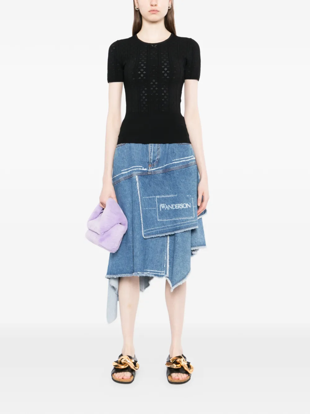 JW Anderson Pointelle top met strik Zwart