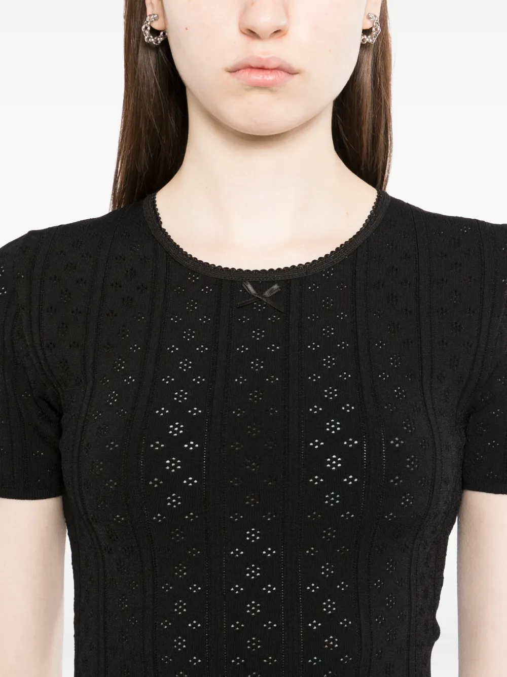 JW Anderson Pointelle top met strik Zwart