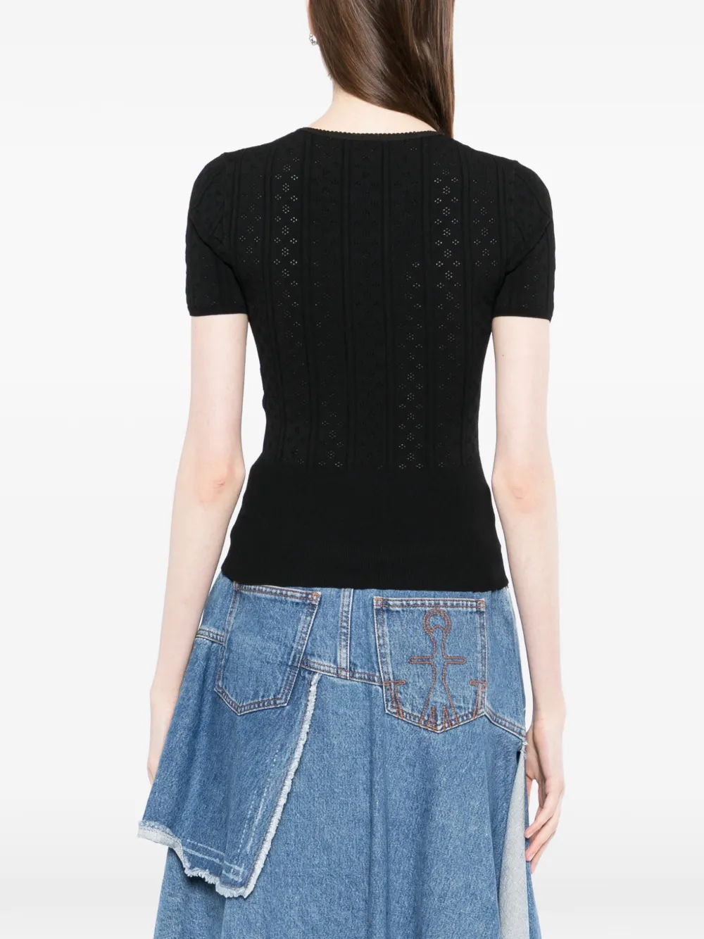 JW Anderson Pointelle top met strik Zwart