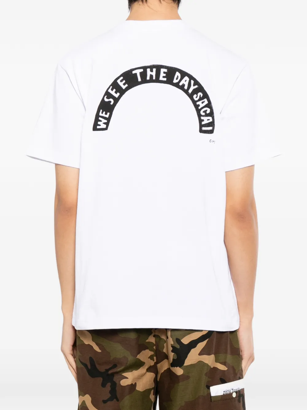sacai Katoenen T-shirt met grafische print Wit