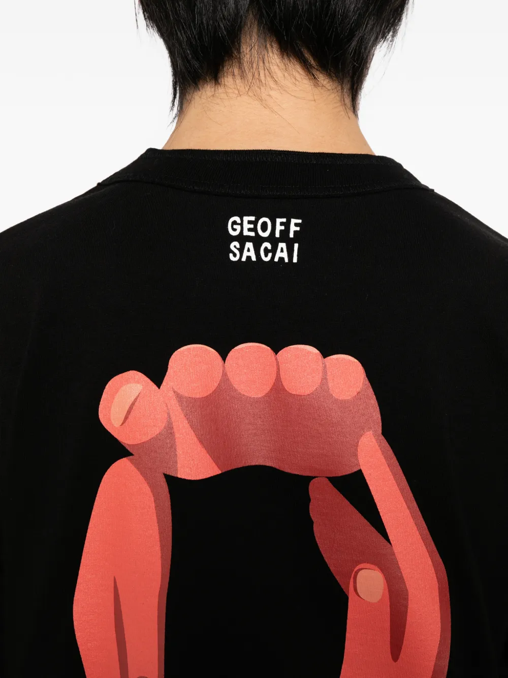 sacai T-shirt met ronde hals Zwart