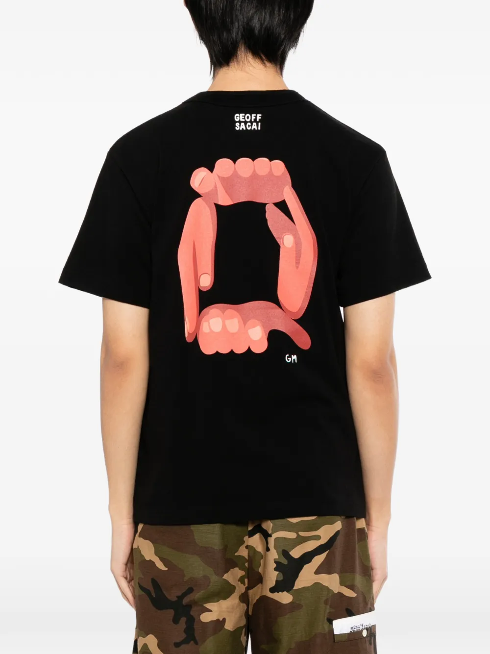 sacai T-shirt met ronde hals Zwart