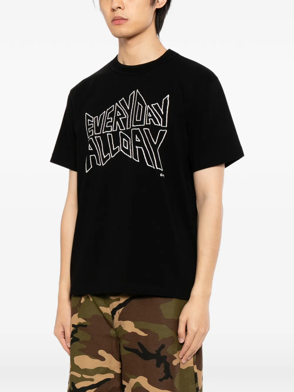 sacai T-shirt met ronde hals Zwart