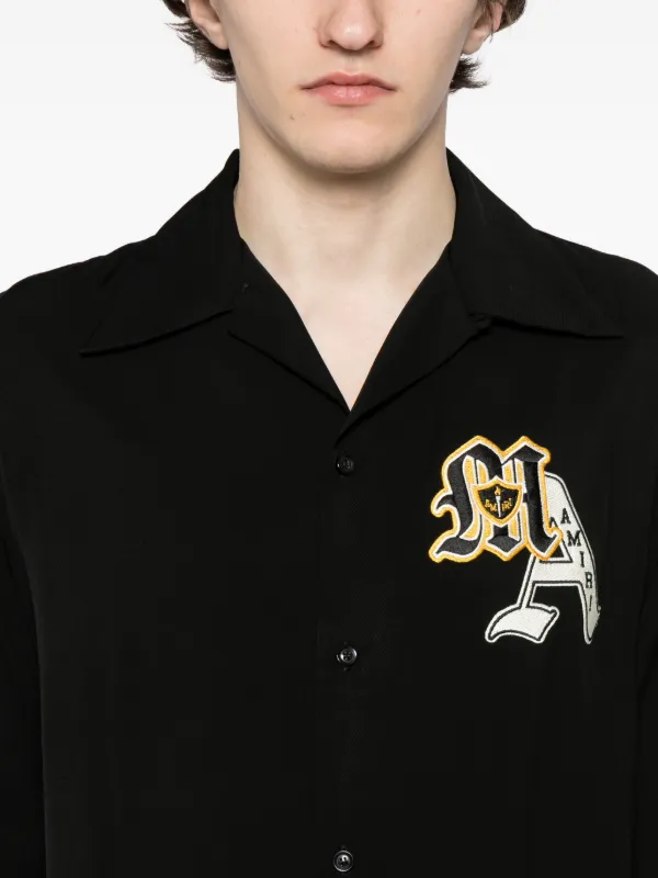 AMIRI varsity-patch Shirt | Black | FARFETCH IN