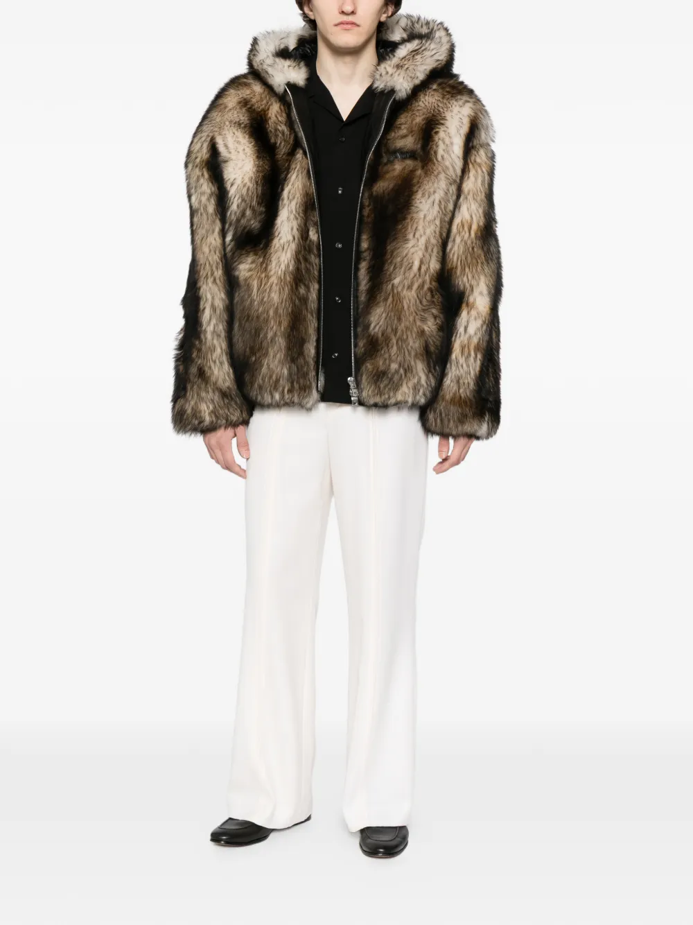 Amiri Zip-up Shearling Jacket In Brown