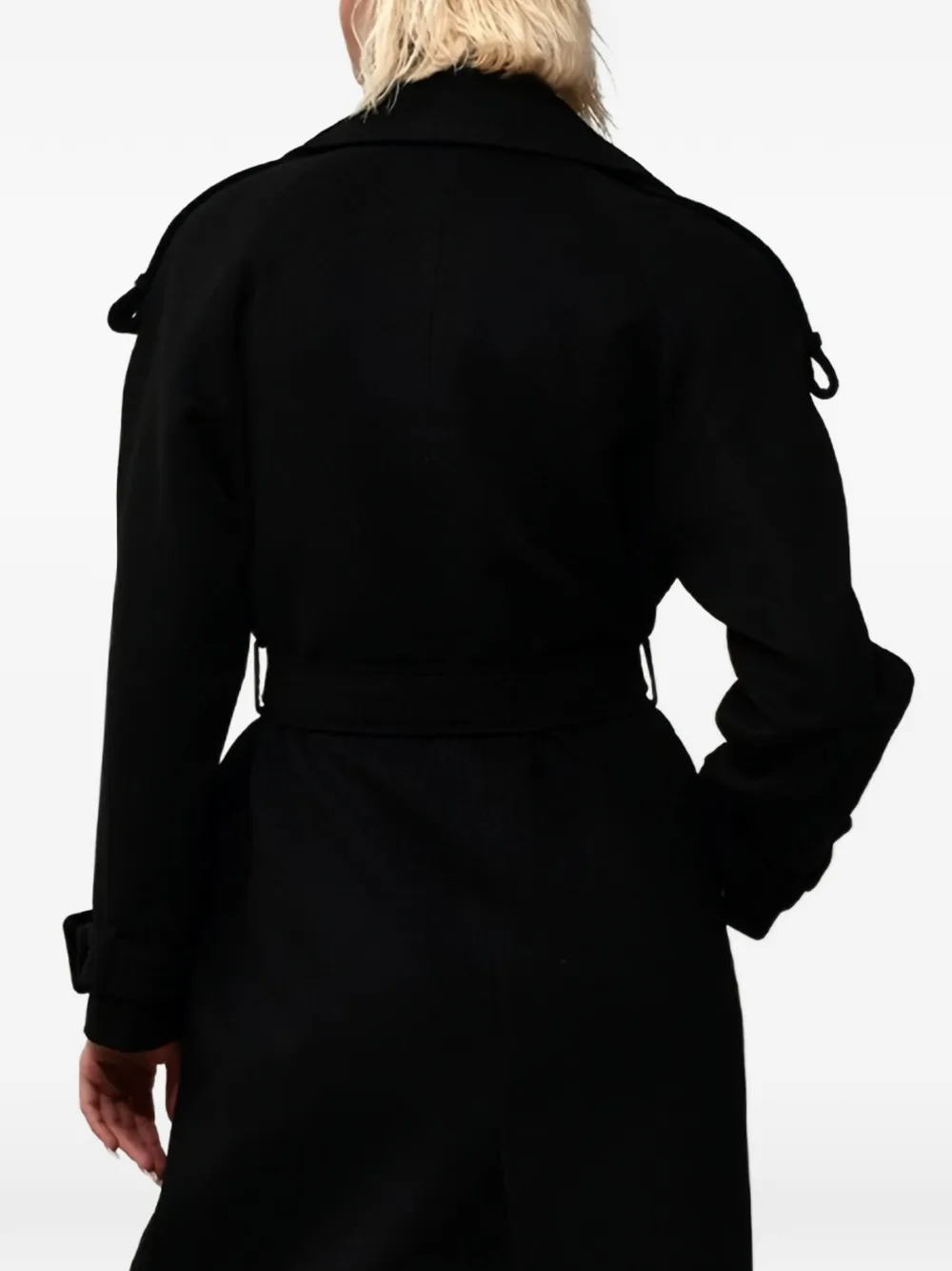  Poche Paris Double-breasted Belted Coat - Black 