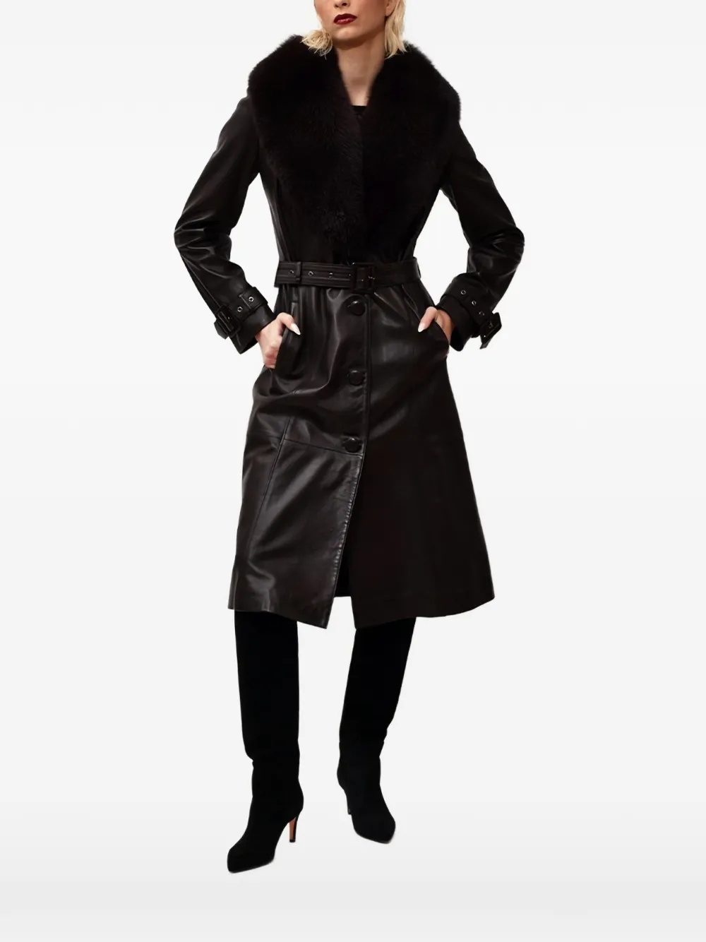 Poche Paris single-breasted belted coat | negro | Image 1
