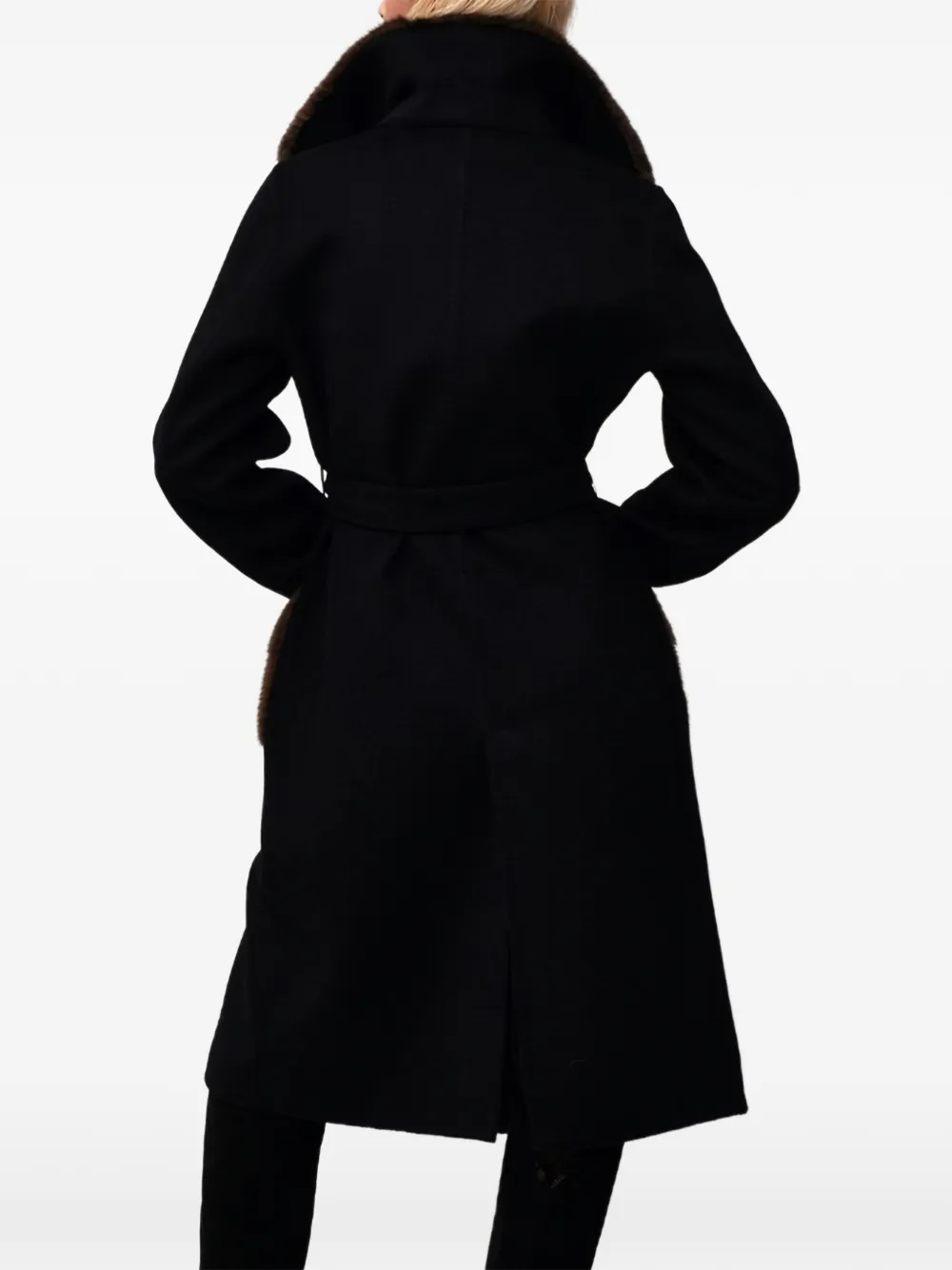  Poche Paris Single-breasted Belted Coat - Black 