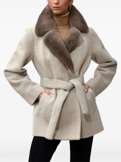 Poche Paris herringbone belted jacket