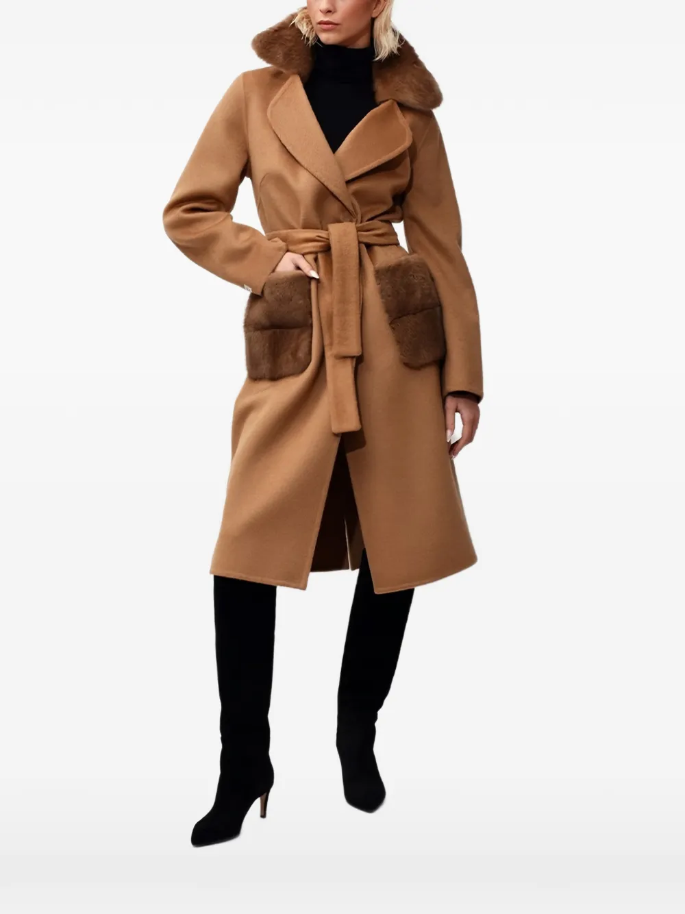 Poche Paris belted midi coat | marrón | Image 1
